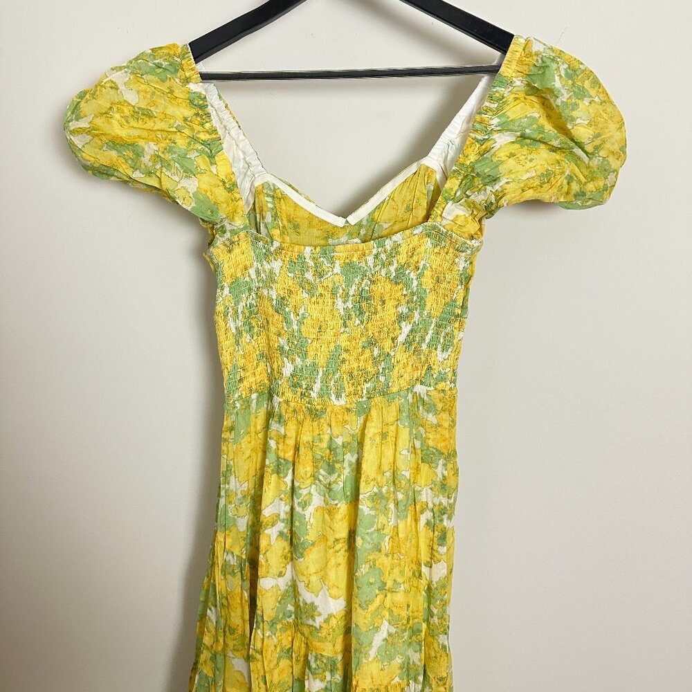 FREE PEOPLE Sundrenched Floral Tiered Maxi Sundress in Butter Combo Size Medium - Picture 8 of 9